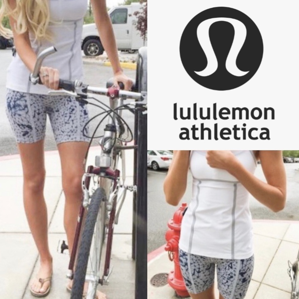 RARE Lululemon Pedal Pace Shorts 4 Silver/Blue